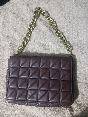 Zara Brown Padded Square Chain Shoulder Bag